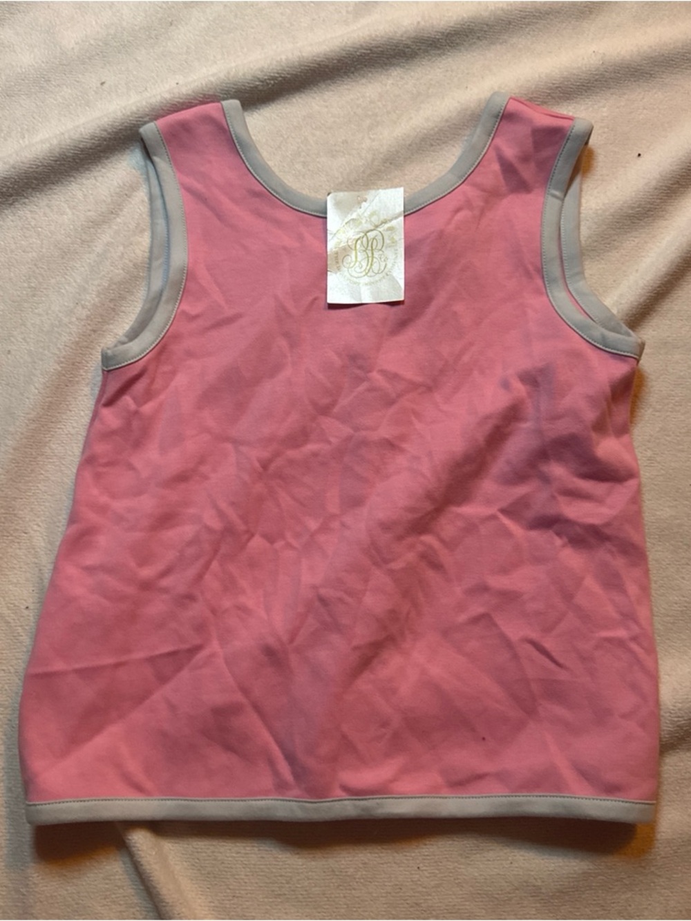 NWT The Beaufort Bonnet Company Pink Tank Top with Gray Trim